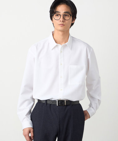 ウールライクストレッチツイル ショートポイントカラーシャツ