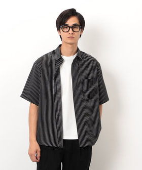 ストライププリント ショートポイントカラー 半袖シャツ（47-33IM16