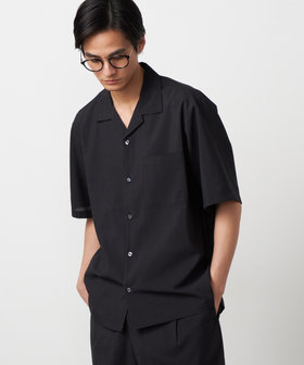 【吸水速乾】リネンライクポリエステル オープンカラー半袖シャツ