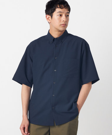 【吸水速乾】ポリエステル シアサッカー 半袖ボタンダウンシャツ