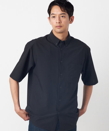 【吸水速乾】ポリエステル シアサッカー 半袖ボタンダウンシャツ