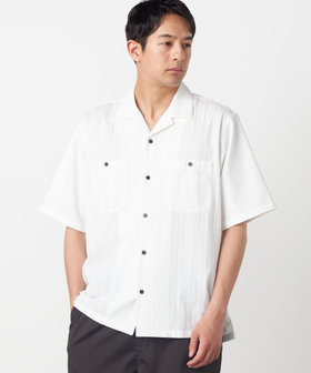 ドビーオックス×カラミストライプ 半袖キューバシャツ