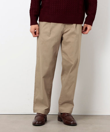 【スマートベーシックパンツ】ハイテンション 裏起毛 ワンタック ワイド テーパード パンツ