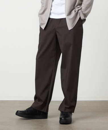 【i'm ism.】ポリエステル グレンチェック ストレッチ リラックスワイドテーパードパンツ