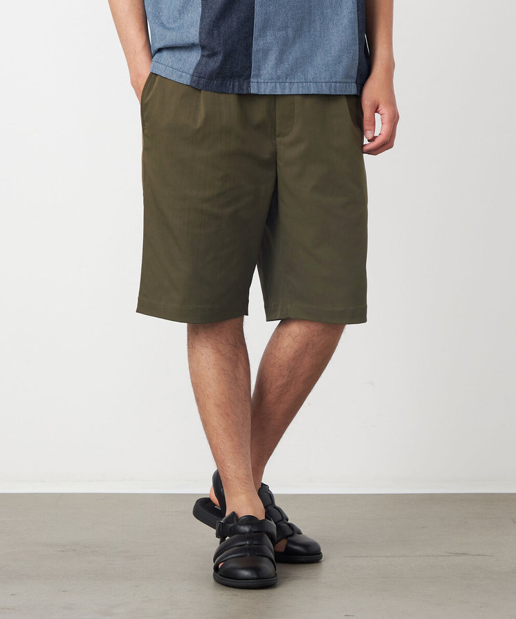 ポリエステルツイル ワンタックショートパンツ