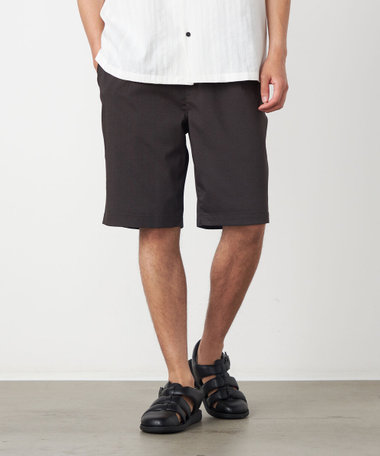 ポリエステルグレンチェックストレッチ ワンタックショートパンツ