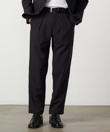 【セットアップ対応】【ウォッシャブル】リネンライクポリエステル テーパードパンツ