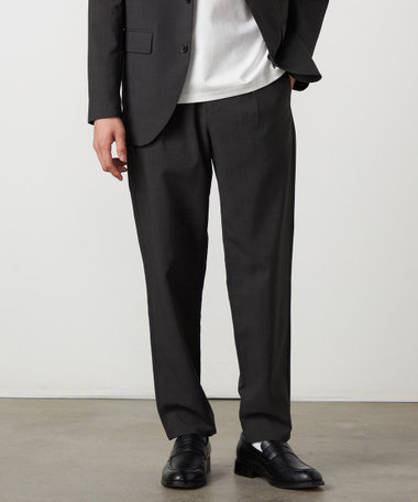 【セットアップ対応】【ウォッシャブル】リネンライクポリエステル テーパードパンツ