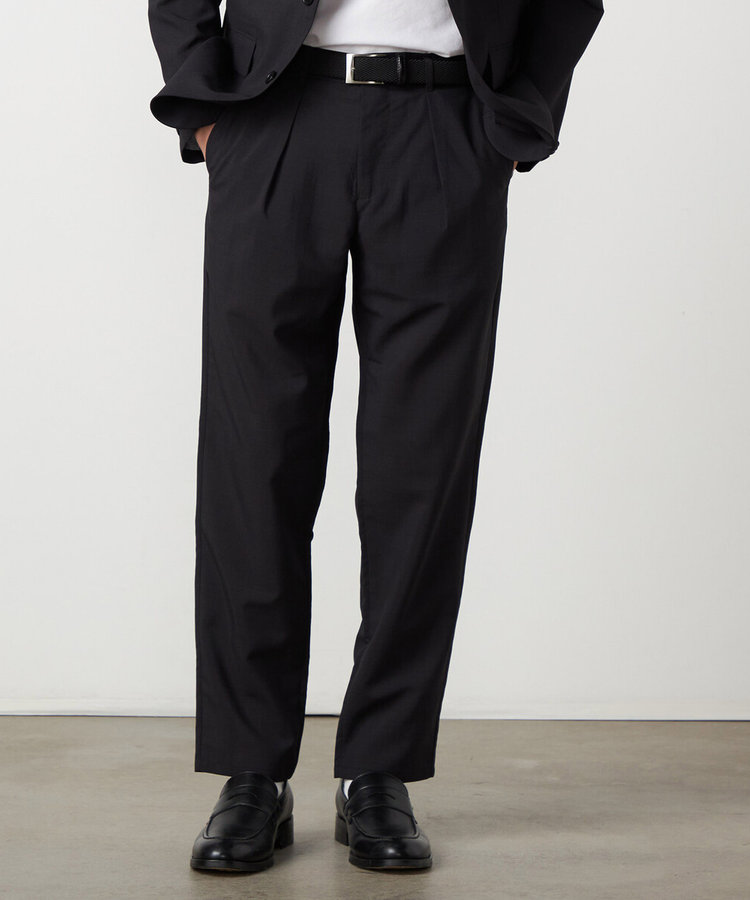 【セットアップ対応】【ウォッシャブル】リネンライクポリエステル テーパードパンツ