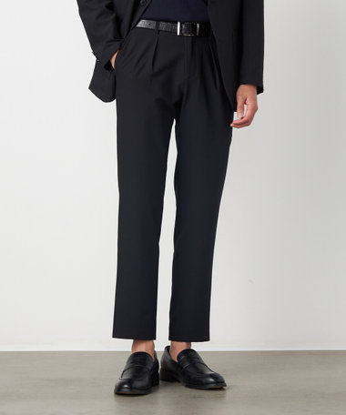 【セットアップ対応・ウォッシャブル】ポリエステル シアサッカー テーパードパンツ