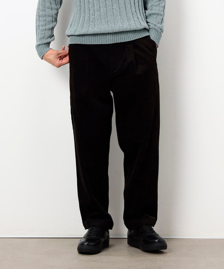 コーデュロイ ワンタック ワイド テーパードパンツ