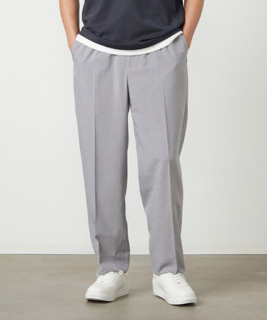 ライトウエイトポリエステル リラックスワイドテーパードパンツ