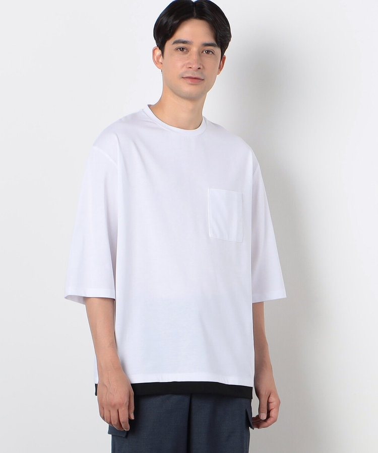 ７分袖 フェイクレイヤード クルーネックＴシャツ（47-60TI13-204）｜COMME CA ISM（コムサイズム）｜COMME CA  ISM（コムサイズム）｜MEN（メン）｜公式通販｜【夏セール開催中】ファイブフォックス オンラインストア（FIVE FOXes ONLINE  STORE）