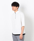 七分袖 フェイクレイヤード ハーフジップTシャツ