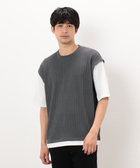 ケーブル柄 ベスト フェイクレイヤードTシャツ
