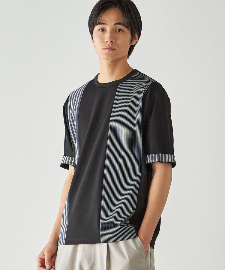 ストライプ ブロッキングTシャツ