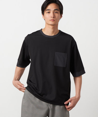 軽量スクエアジャガード フェイクレイヤードTシャツ