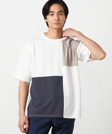 【吸水速乾】フェイクレイヤード ブロッキングTシャツ