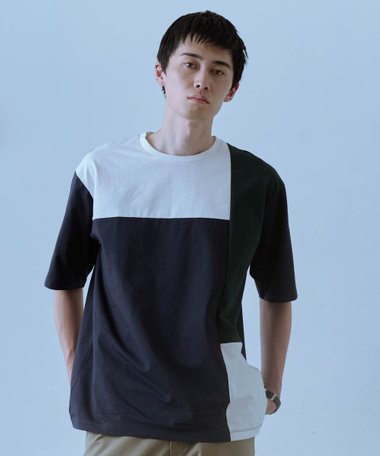 【接触冷感】USAコットン ブロッキングTシャツ