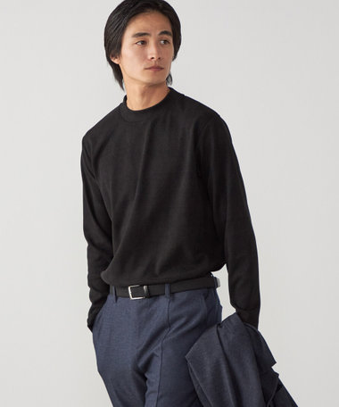 幾何学柄 モックネックTシャツ
