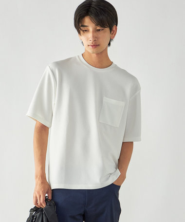膨れジャガード クルーネックTシャツ
