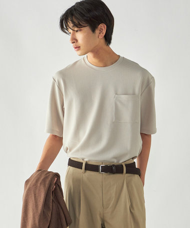 膨れジャガード クルーネックTシャツ