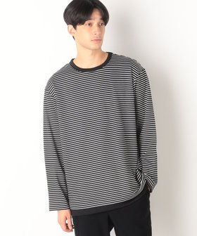 ボーダー柄 フェイクレイヤードTシャツ（47-64TE22-203