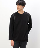 フェイクレザー コンビデザイン Tシャツ