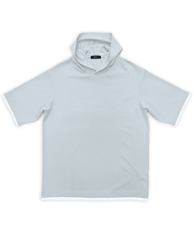 【吸水速乾】フェイクレイヤード フーデッド Tシャツ