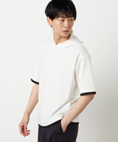 【吸水速乾】フェイクレイヤード フーデッド Tシャツ