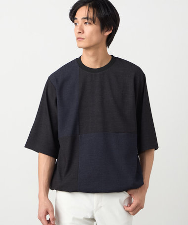 デニムライクストレッチ 5分袖プルオーバー（47-67CO06-206