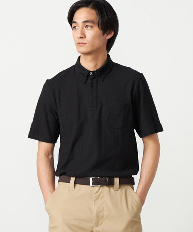 【吸水速乾】市松ジャカード ポロシャツ