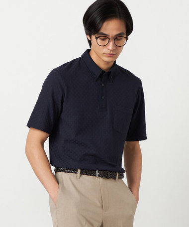 【吸水速乾】市松ジャカード ポロシャツ