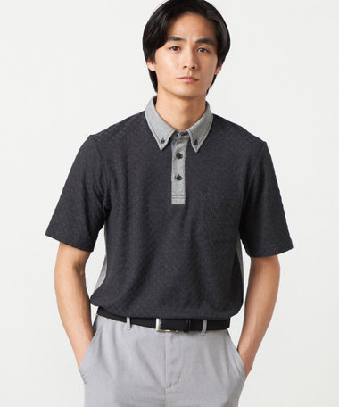 【吸水速乾】市松ジャカード ポロシャツ