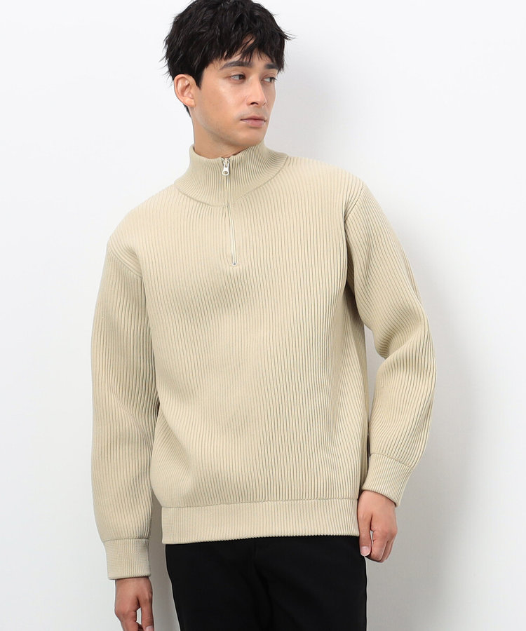 両畦編み ハーフジップ プルオーバーニット（47-71KI10-204