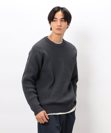 ワッフルクルーネックニット