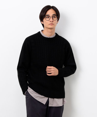 ケーブルブロッキングニット