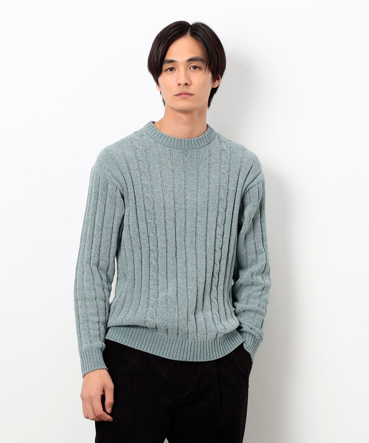 モール ケーブル入りワイドリブニット