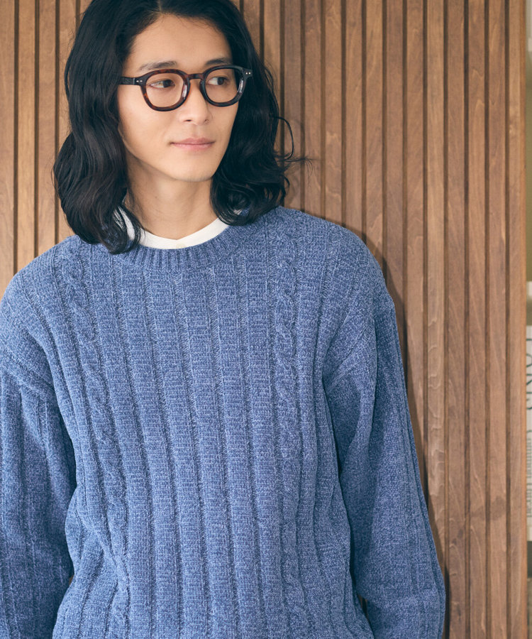 モール ケーブル入りワイドリブニット