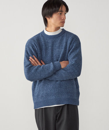 バルキーアクリル クルーネックニット