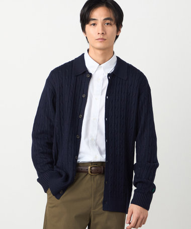 ケーブル柄 カーディガン