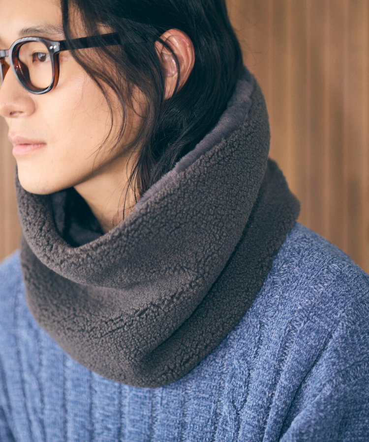 【 リバーシブル】ボアフリース＆ファー スヌード