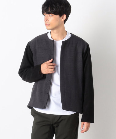 ノーカラー パデッド チェックブルゾン（51-05BE05-203）｜COMME