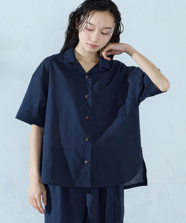 コットンリネン 半袖シャツ/セットアップ対応