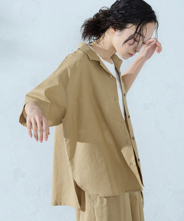 コットンリネン 半袖シャツ/セットアップ対応