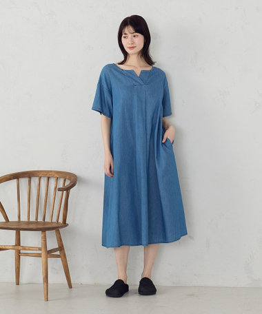 デニム 半袖アッパッパ