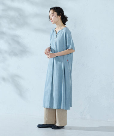 デニム 半袖アッパッパ