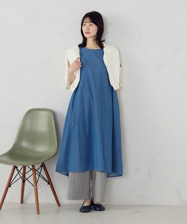 デニム ノースリーブアッパッパ