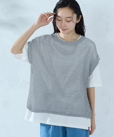 【セットアイテム】メッシュニットベスト＋Tシャツ