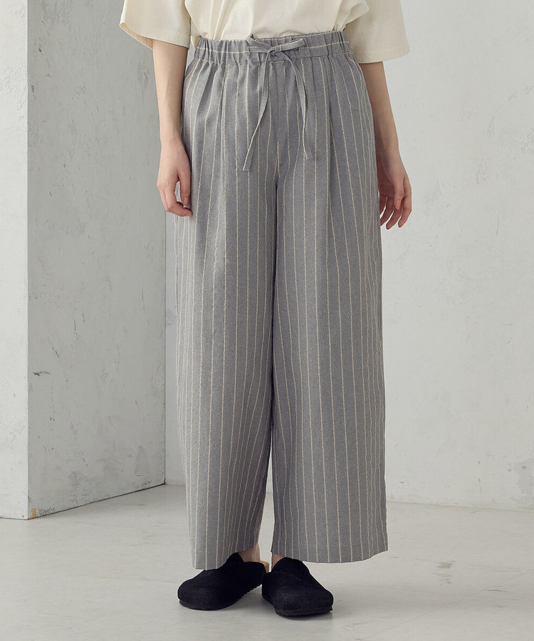 シャンブレー ワイドストライプパンツ